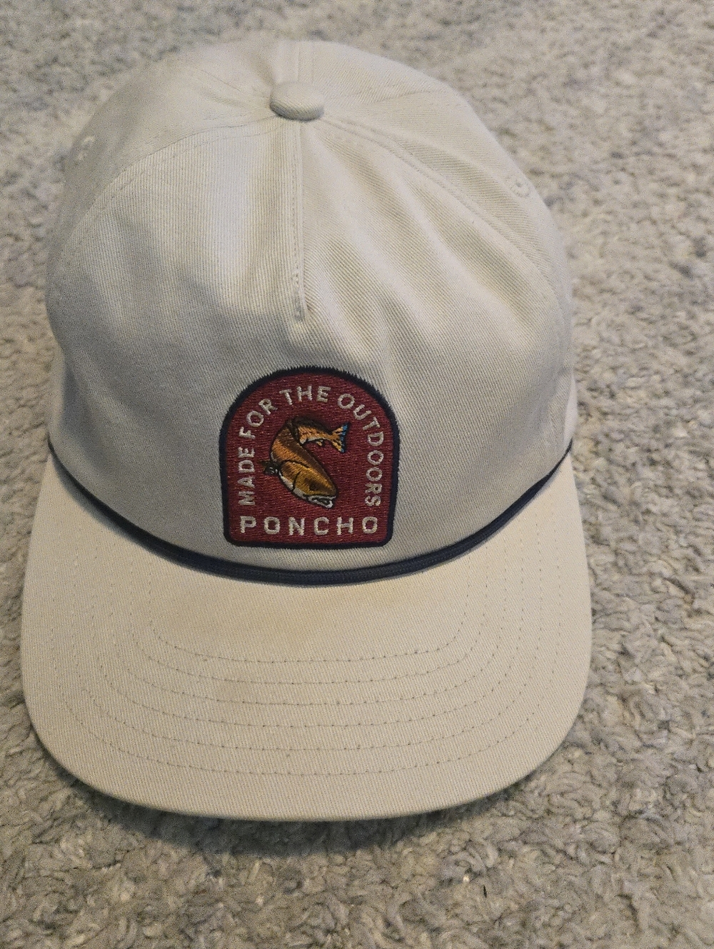 Poncho Outdoors "Made For The Outdoors" Fish Patch Rope Hat – Bone/Tan Snapback